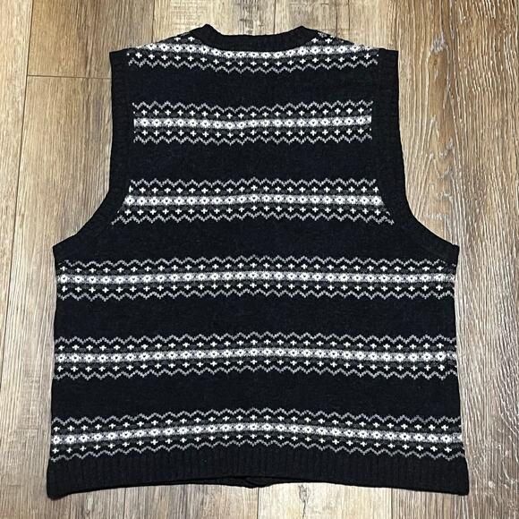 Vtg Banana Republic 100% Wool Fair Isle Sweater Vest L Button Down Nordic Preppy - Picture 5 of 7